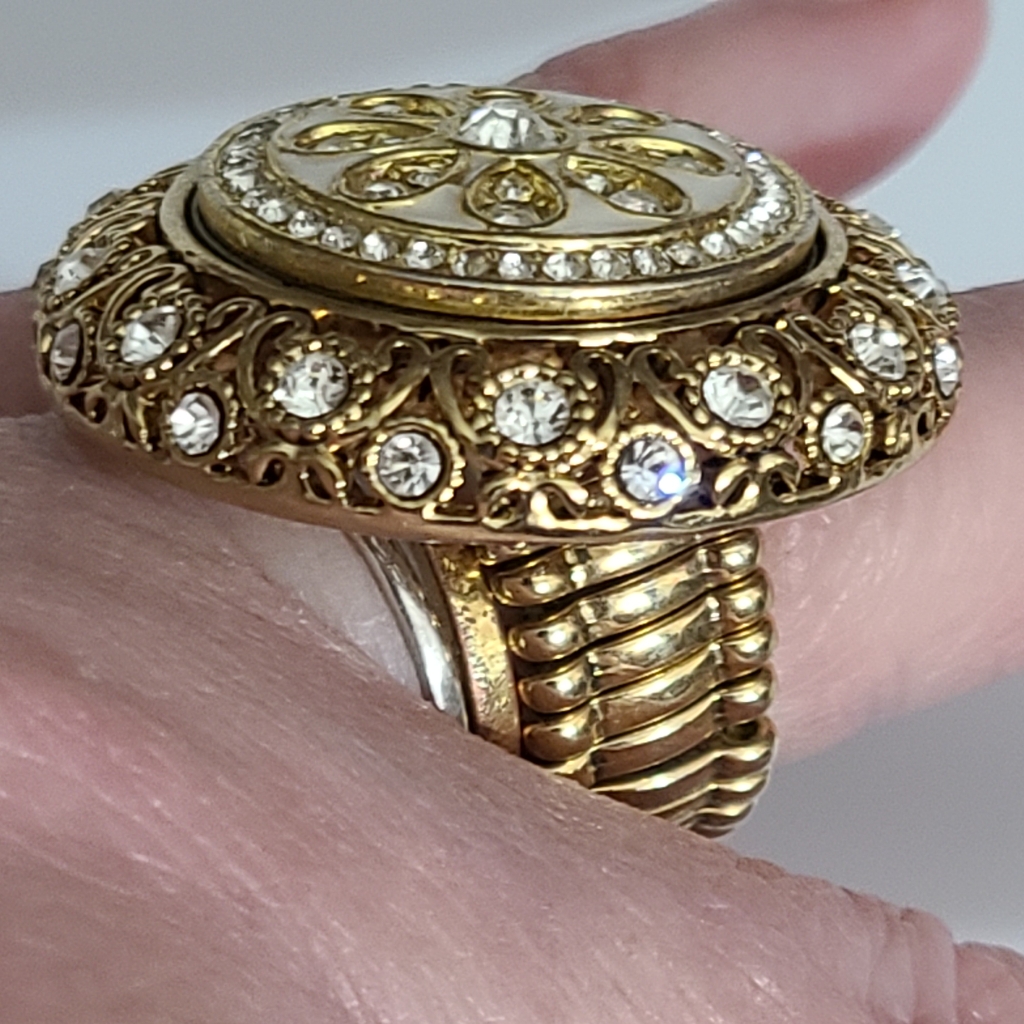 Magnabilities Stretch Ring Gold Rhinestones Enamel Sparkly